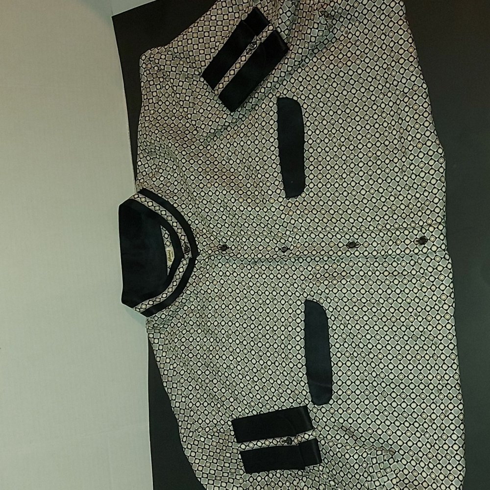 Brioni silk shirt,  xl, black yellow white,  long sleeve.